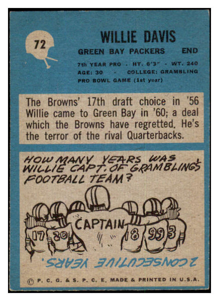 1964 Philadelphia Football #072 Willie Davis Packers EX-MT 460166