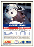 1989 Score Football #018 Michael Irvin Cowboys NR-MT 460266