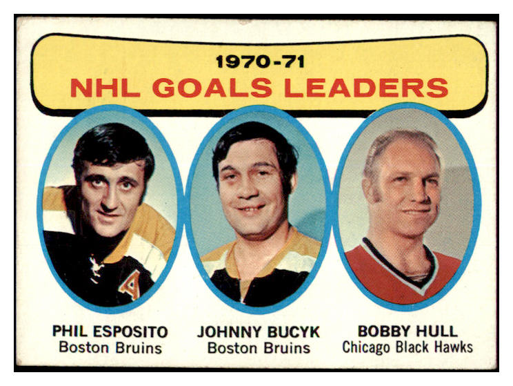 1971 Topps Hockey #001 Goals Leaders Phil Esposito Bobby Hull VG-EX 460577
