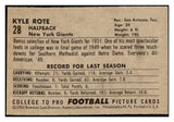 1952 Bowman Small Football #028 Kyle Rote Giants EX-MT 460626