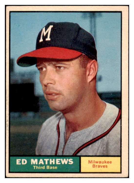 1961 Topps Baseball #120 Eddie Mathews Braves EX 460720