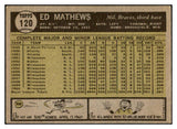 1961 Topps Baseball #120 Eddie Mathews Braves EX 460720