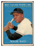 1961 Topps Baseball #482 Willie Mays MVP Giants Good 460729