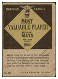1961 Topps Baseball #482 Willie Mays MVP Giants Good 460729