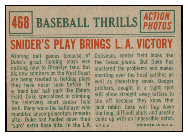 1959 Topps Baseball #468 Duke Snider IA Dodgers NR-MT 461681