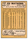 1968 Topps Baseball #058 Eddie Mathews Tigers NR-MT 461709