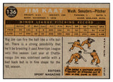 1960 Topps Baseball #136 Jim Kaat Senators EX 461727