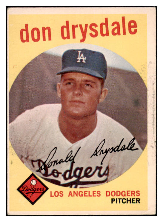 1959 Topps Baseball #387 Don Drysdale Dodgers VG-EX 461731