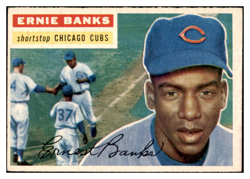 1956 Topps Baseball #015 Ernie Banks Cubs EX Gray 461763