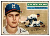 1956 Topps Baseball #107 Eddie Mathews Braves EX Gray 461764