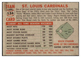 1956 Topps Baseball #134 St. Louis Cardinals Team EX Gray 462937