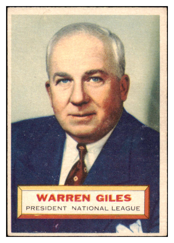 1956 Topps Baseball #002 Warren Giles President EX White 462956