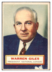 1956 Topps Baseball #002 Warren Giles President EX White 462956