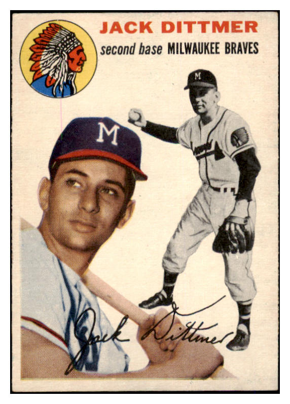 1954 Topps Baseball #053 Jack Dittmer Braves EX-MT 462984