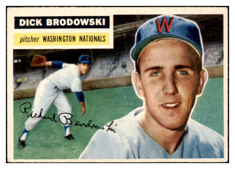 1956 Topps Baseball #157 Dick Brodowski Senators EX-MT Gray 463083