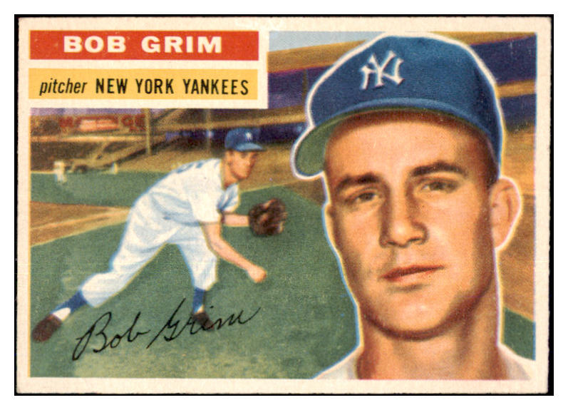 1956 Topps Baseball #052 Bob Grim Yankees EX-MT White 463198