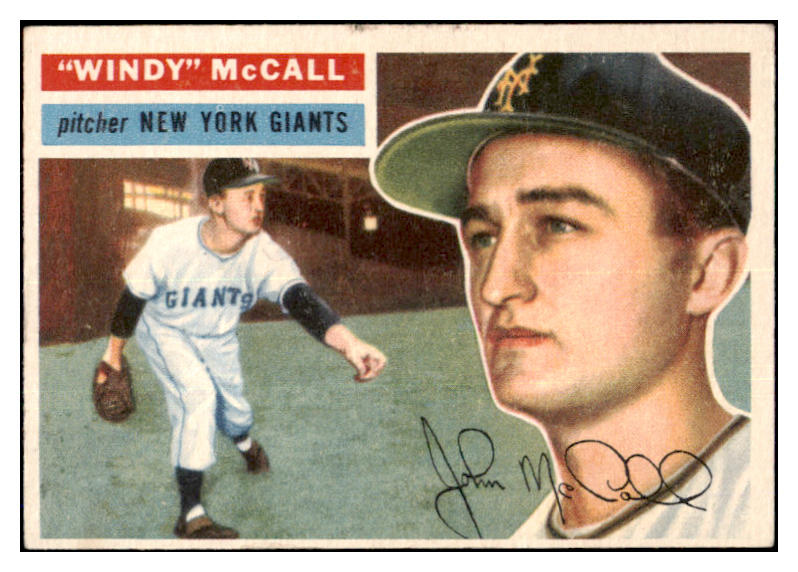 1956 Topps Baseball #044 Windy McCall Giants EX-MT White 463205